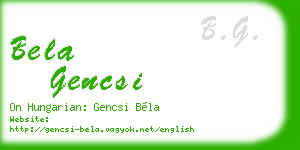 bela gencsi business card